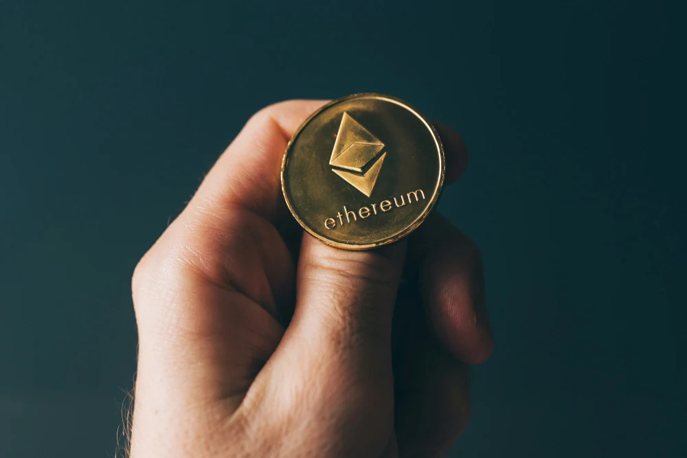 Ethereum cryptocurrency in hand